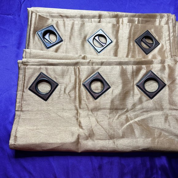 📌Designer's Collection Two Light-Filtering Gold Curtains 35 x 85 inch - Picture 1 of 13